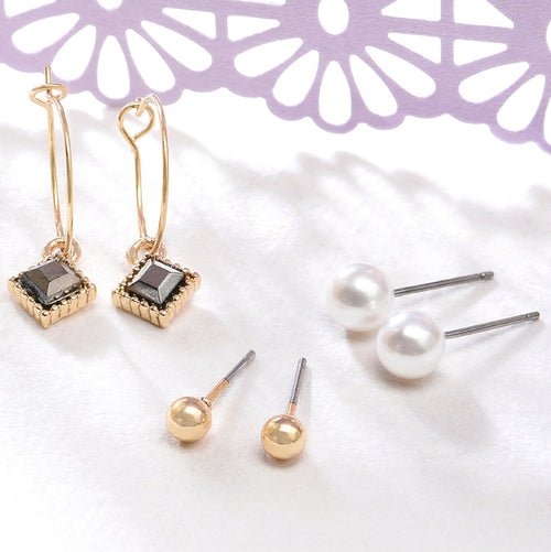 Accessorize London Women's 3 X Sparkle Hoop And Stud Earring Set