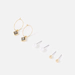 Accessorize London Women's 3 X Sparkle Hoop And Stud Earring Set
