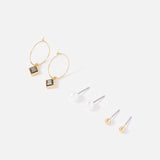 Accessorize London Women's 3 X Sparkle Hoop And Stud Earring Set