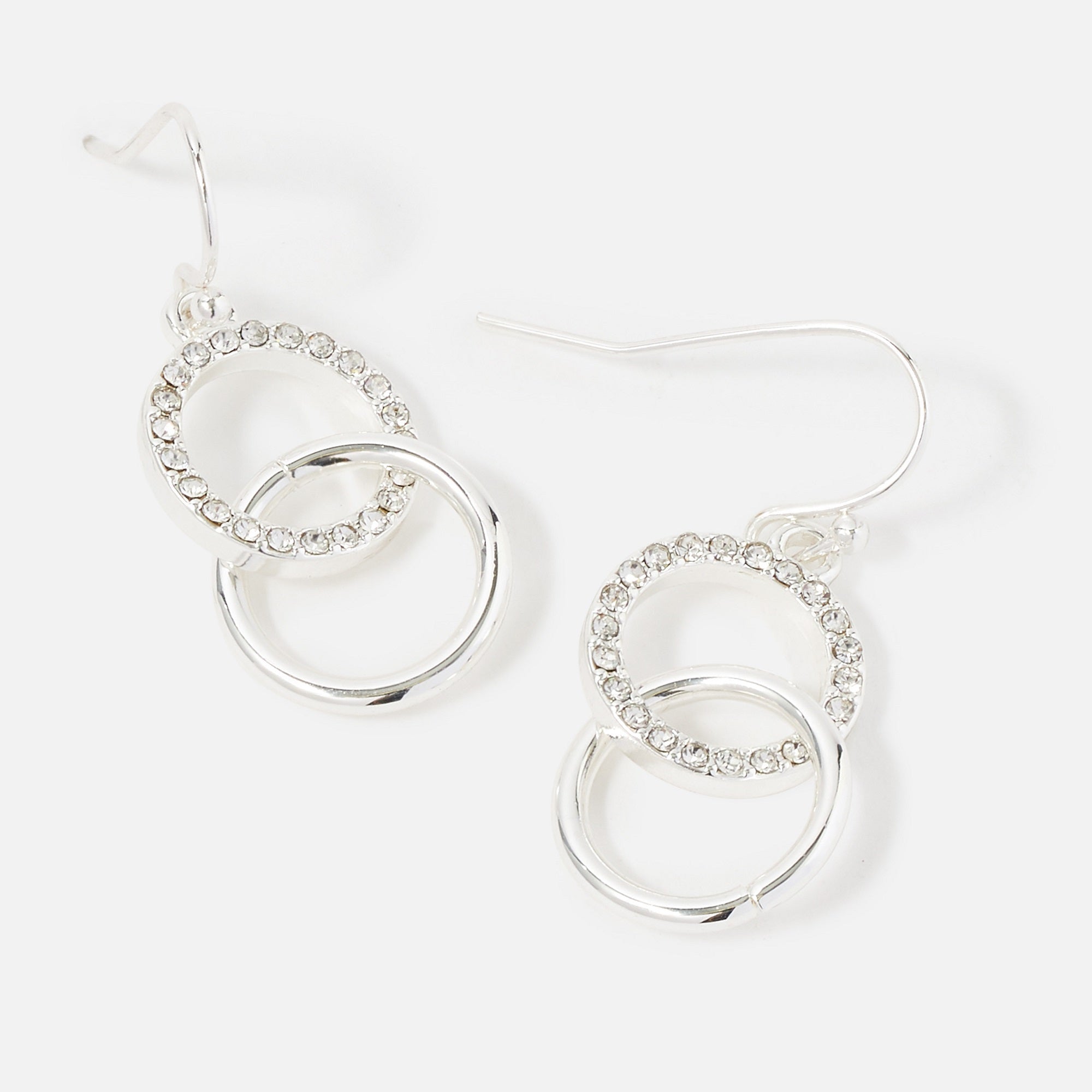 Accessorize London Women's Silver Linked Circles Short Drop Earring
