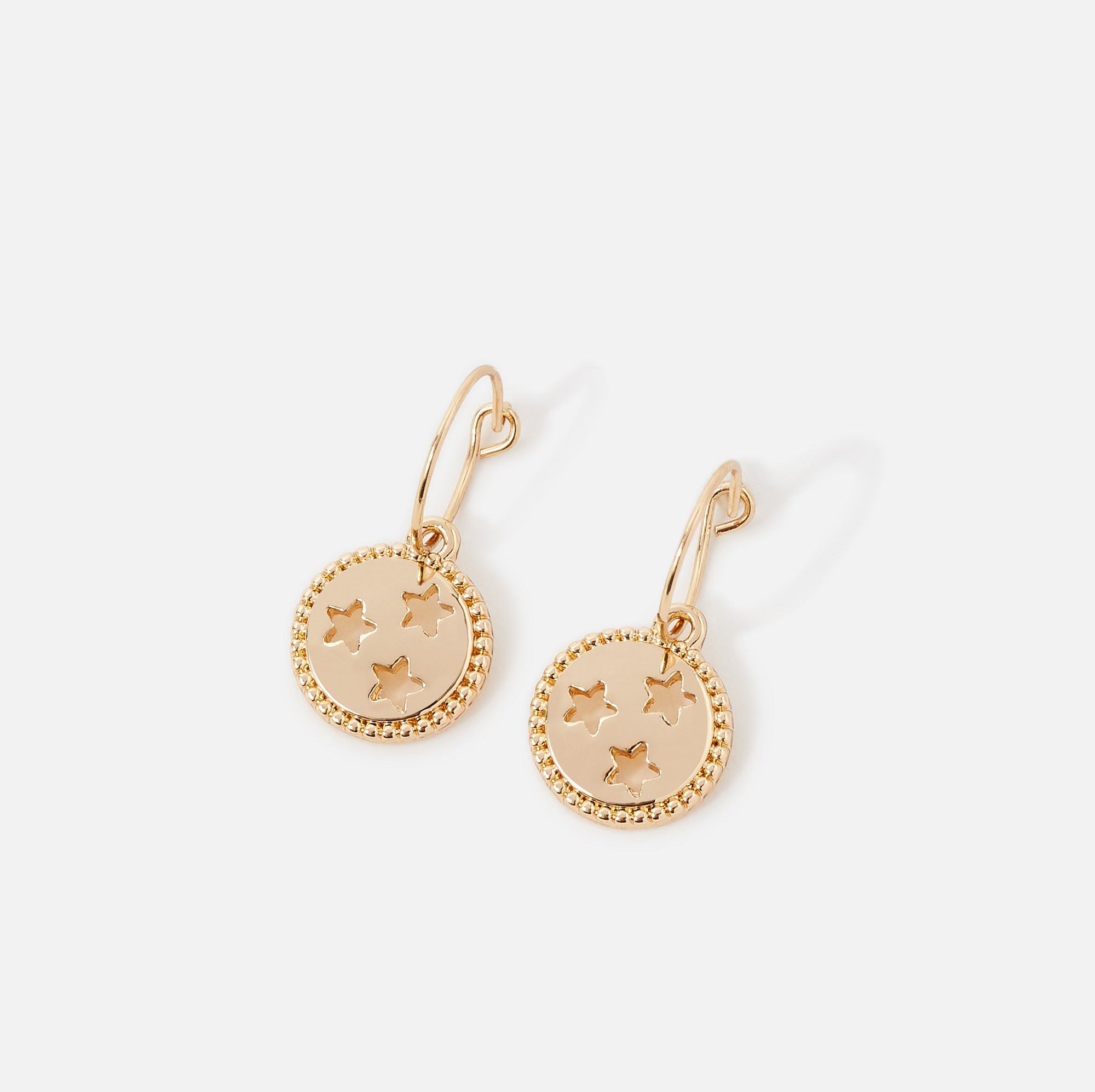 Accessorize London Women's Gold Cut Out Star Coin Hoops Earring