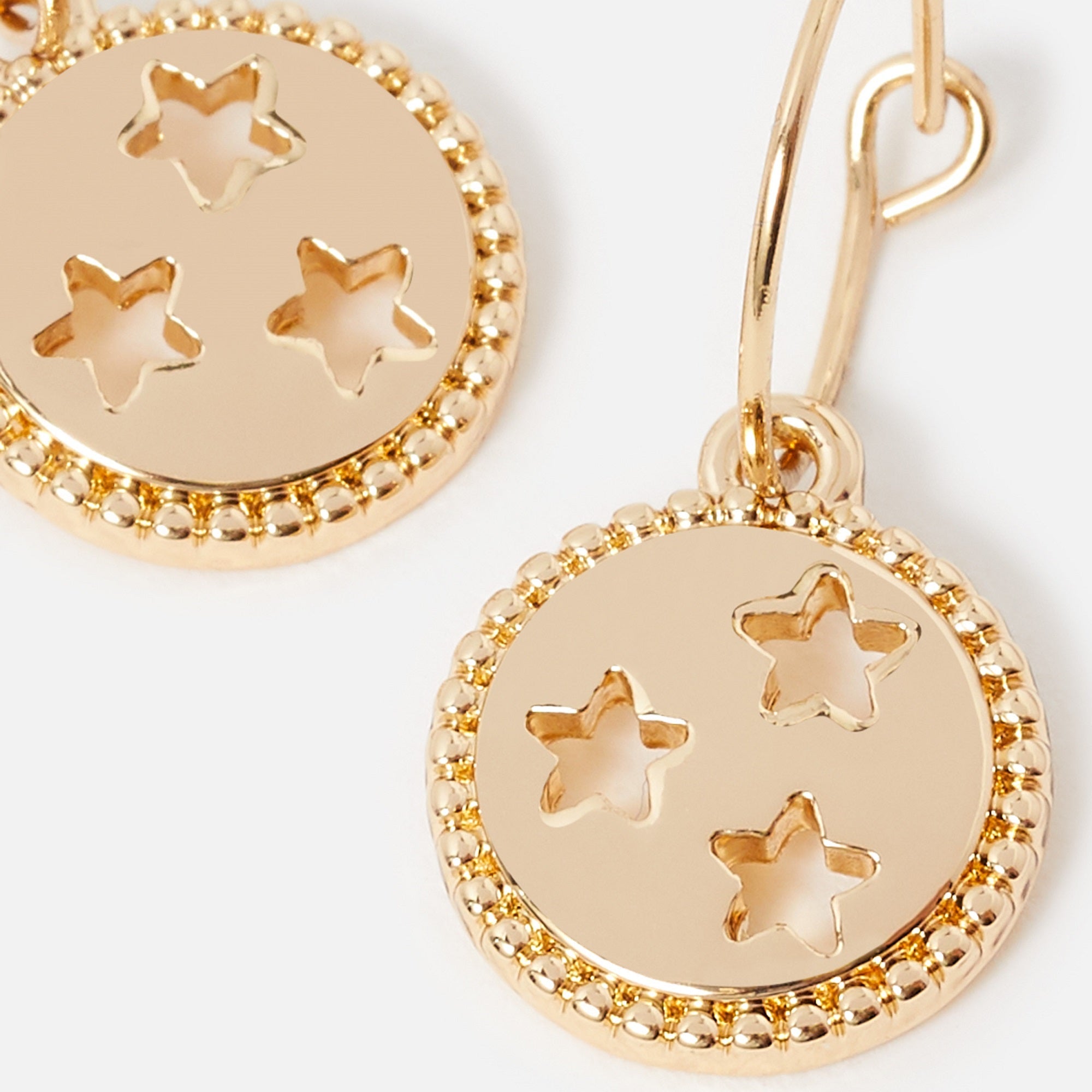 Accessorize London Women's Gold Cut Out Star Coin Hoops Earring