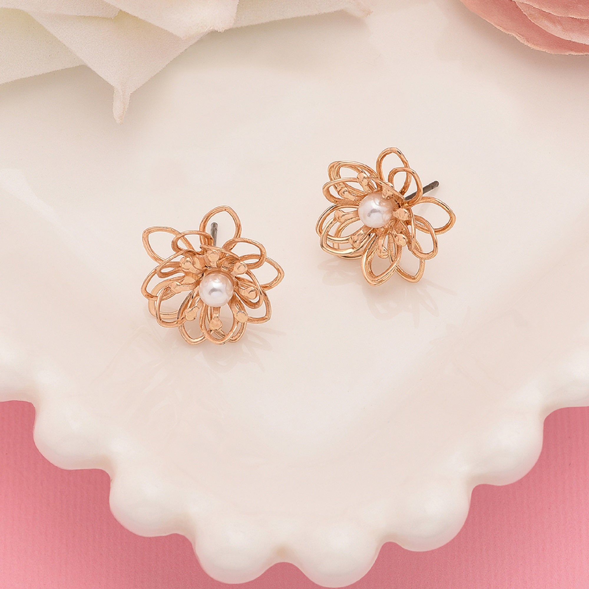 Golden Garden  Rose Gold Earrings  RANKA JEWELLERS