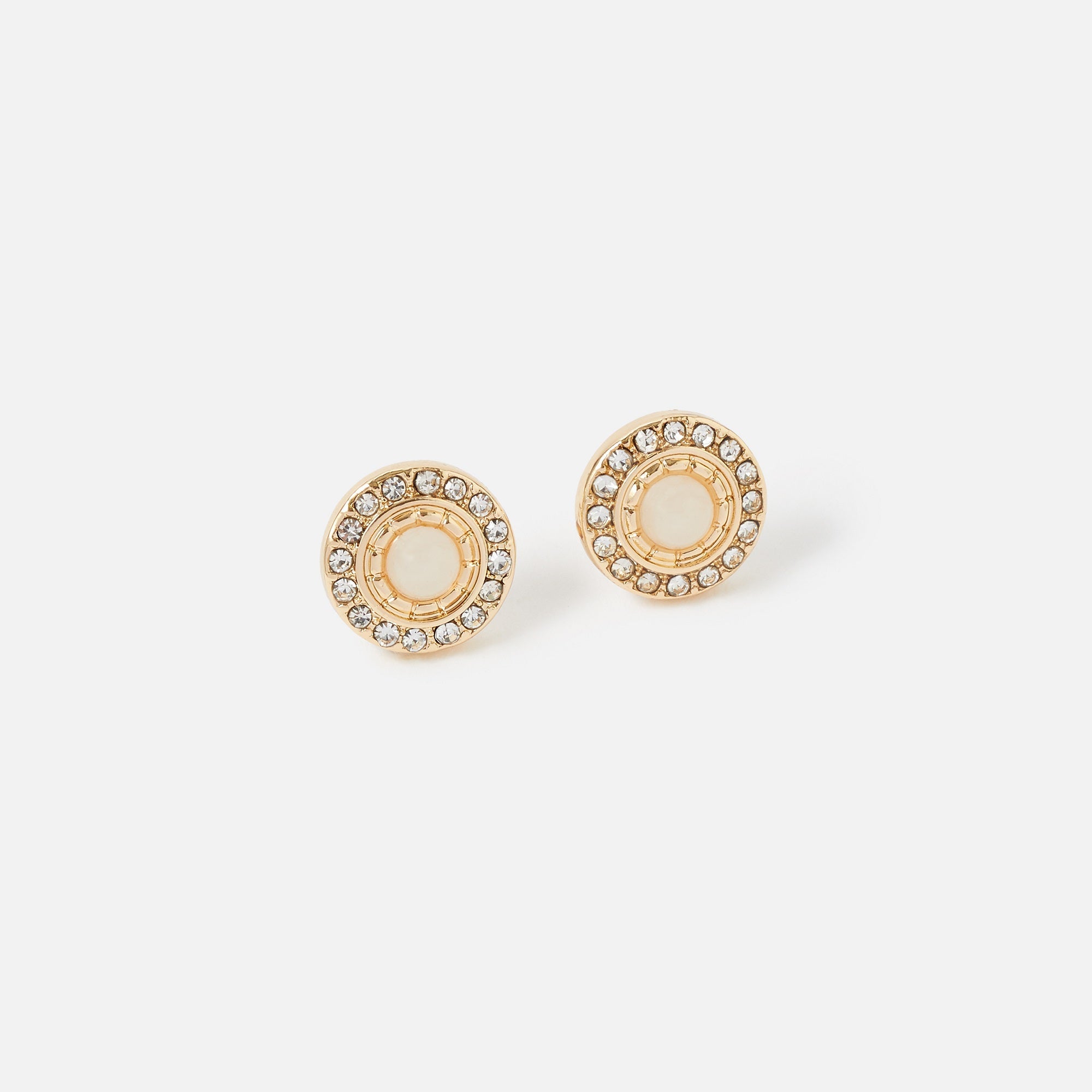 Accessorize London Women's Gold Stone Pave Stud Earring