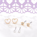 Accessorize London Women's Gld 3X Heart Stud Earring Set