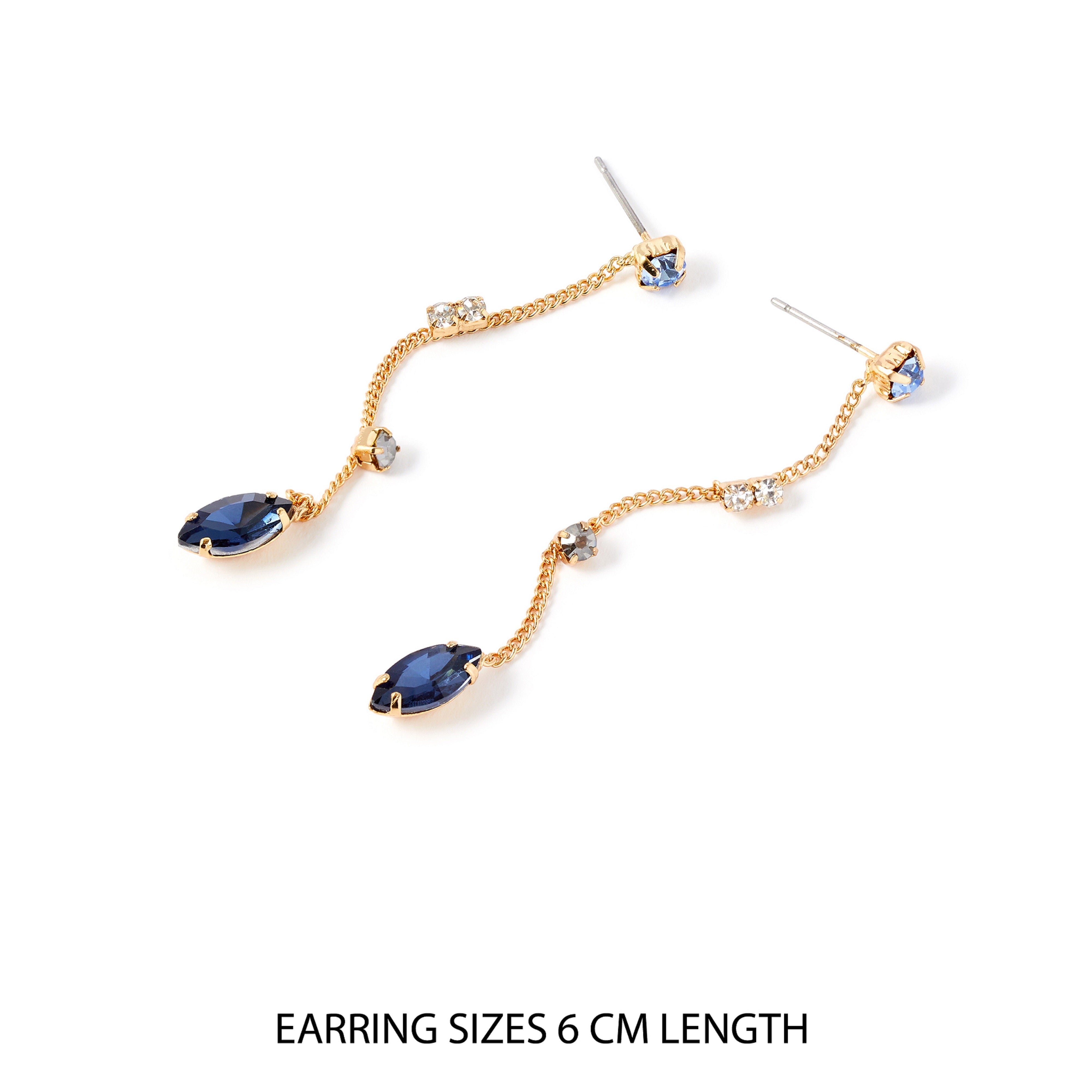 Accessorize London Women's Blue Harvest Sparkle Chain Drop Earring