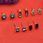 Accessorize London Women's Blue Harvest set of 5 Mixed Shapes Stud Earring Set