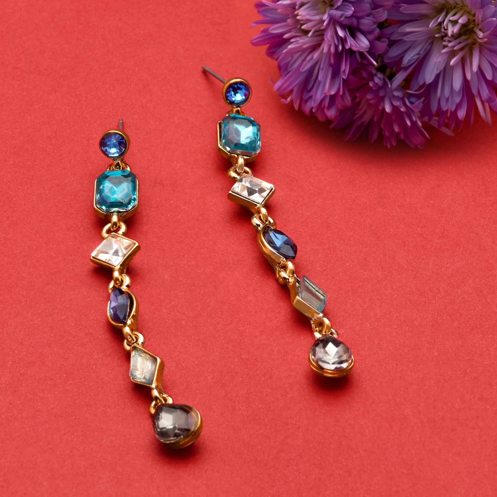 Accessorize London Women's Blue Harvest Slinky Eclectic Stones Drop Earring