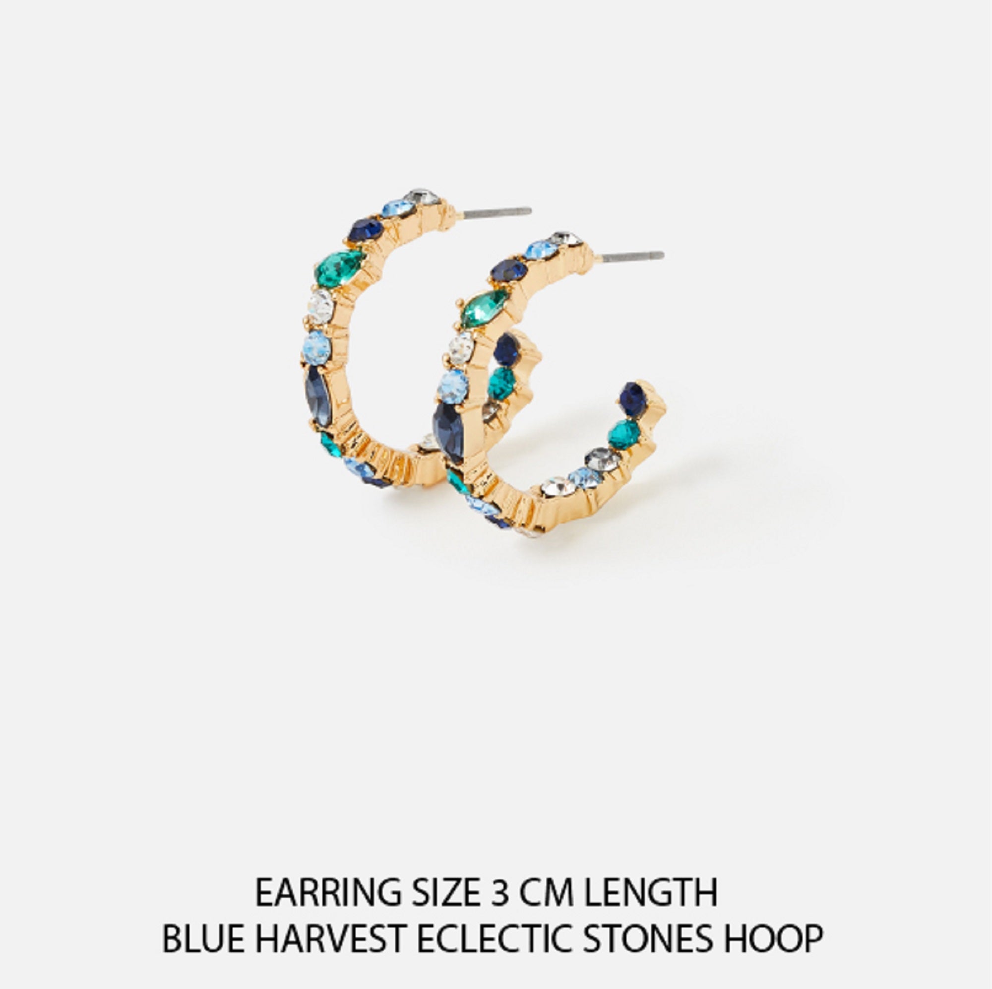 Accessorize London Women's Blue Harvest Eclectic Stones Hoop Earring