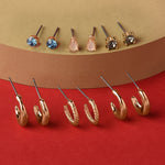 Accessorize London Women's Blue Harvest Set of 6 Hoop & Stud Earring