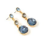 Accessorize London Women's Blue Harvest Triple Gold Blue Gem Drop Earring