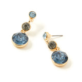 Accessorize London Women's Blue Harvest Triple Gold Blue Gem Drop Earring