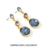 Accessorize London Women's Blue Harvest Triple Gold Blue Gem Drop Earring