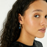 Accessorize London Women's Blue Harvest Triple Gold Blue Gem Drop Earring
