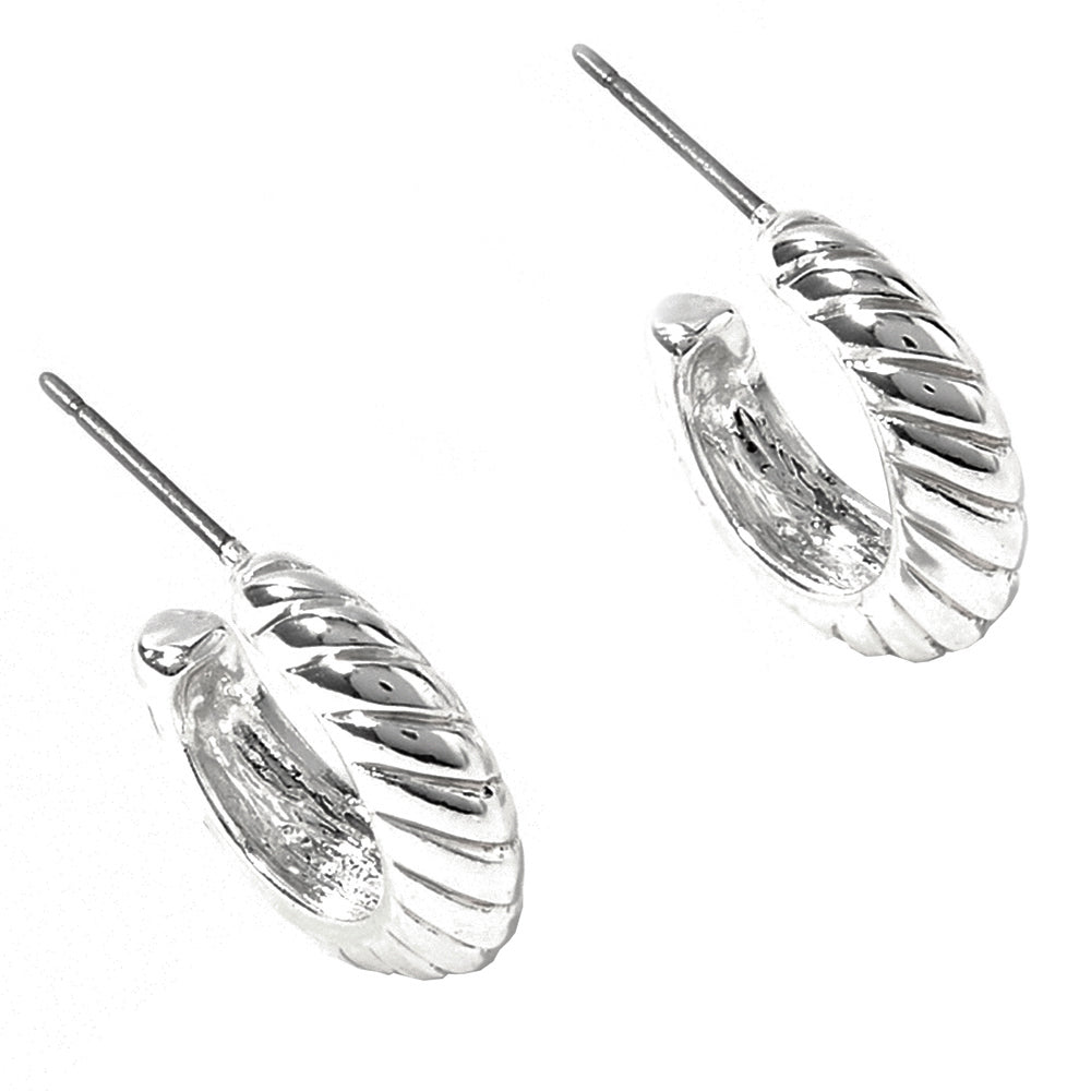 Accessorize London Women'S Silver Dfg Ribbed Chunky Hoop Earring