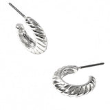 Accessorize London Women'S Silver Dfg Ribbed Chunky Hoop Earring