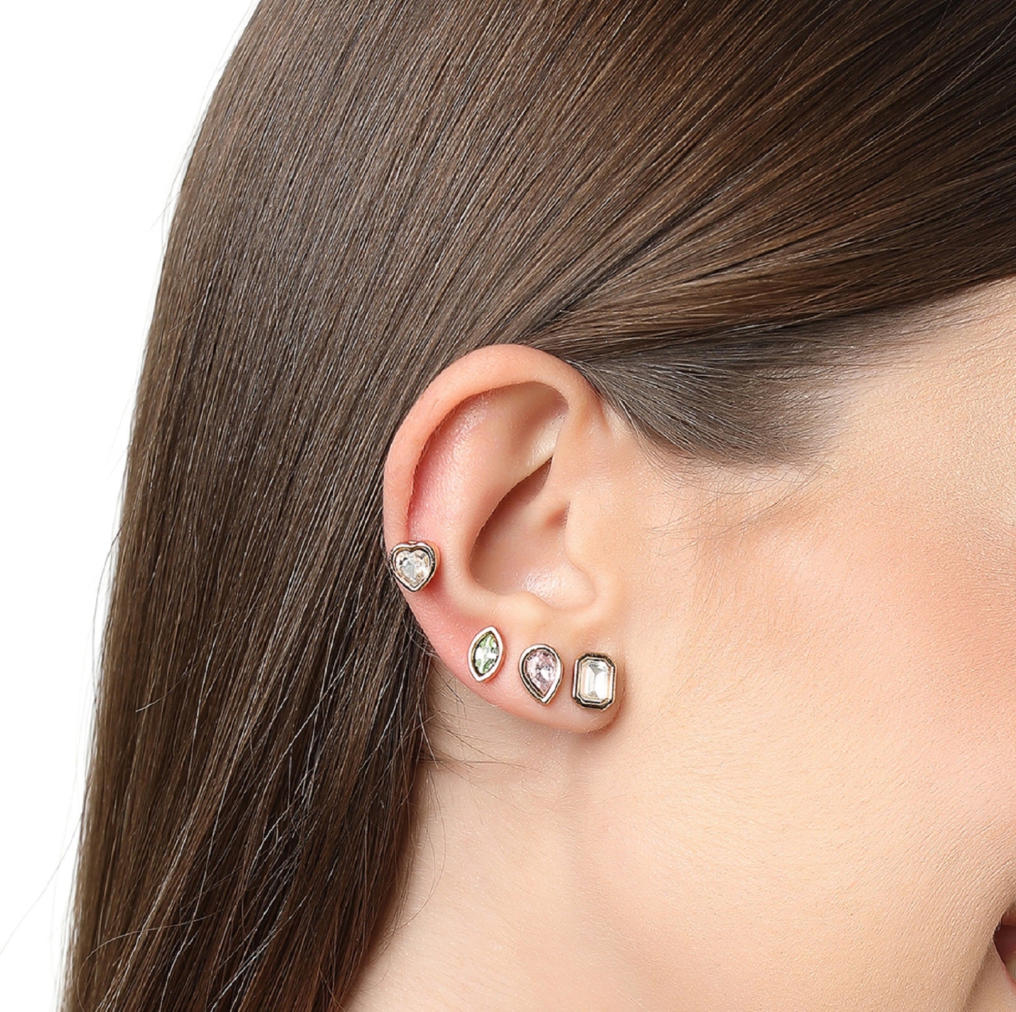 Accessorize London Women's Pastel Pop set of 5 Mixed Shapes Gem Stud Earring