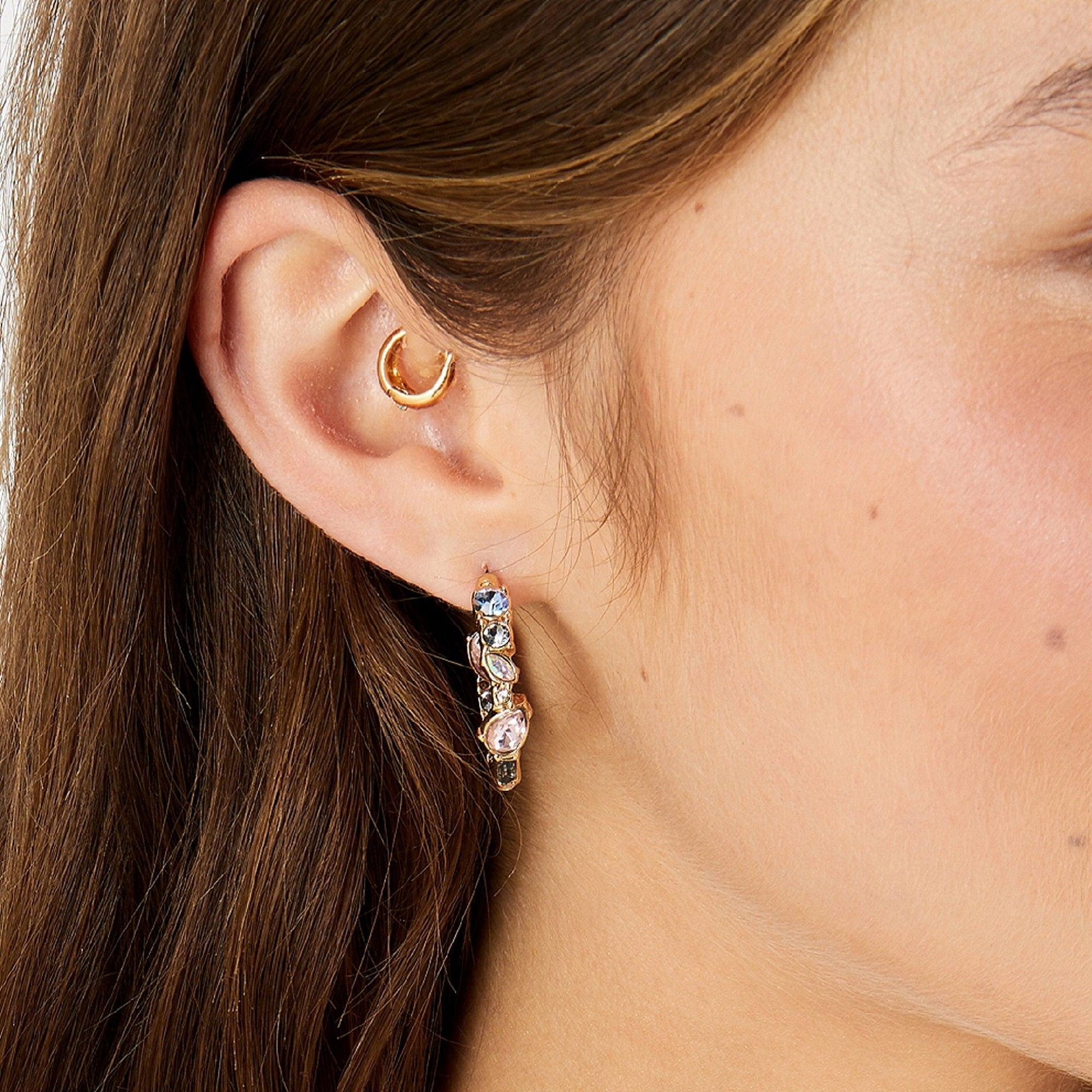 Accessorize London Women's Pastel Pop Eclectic Stones Hoop Earring