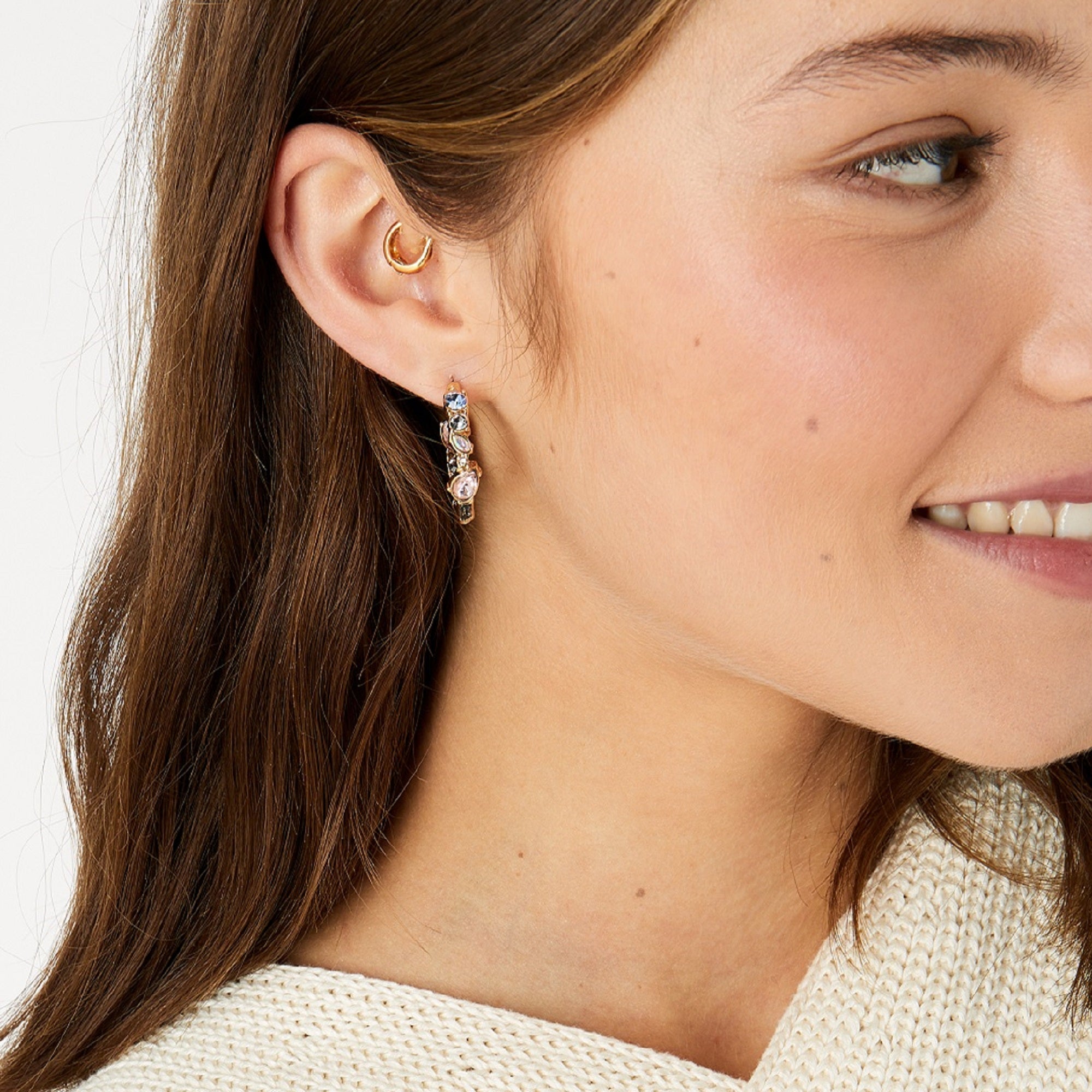 Accessorize London Women's Pastel Pop Eclectic Stones Hoop Earring