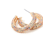 Accessorize London Women's Pastel Pop Crystal Pave All Over Hoops Earring