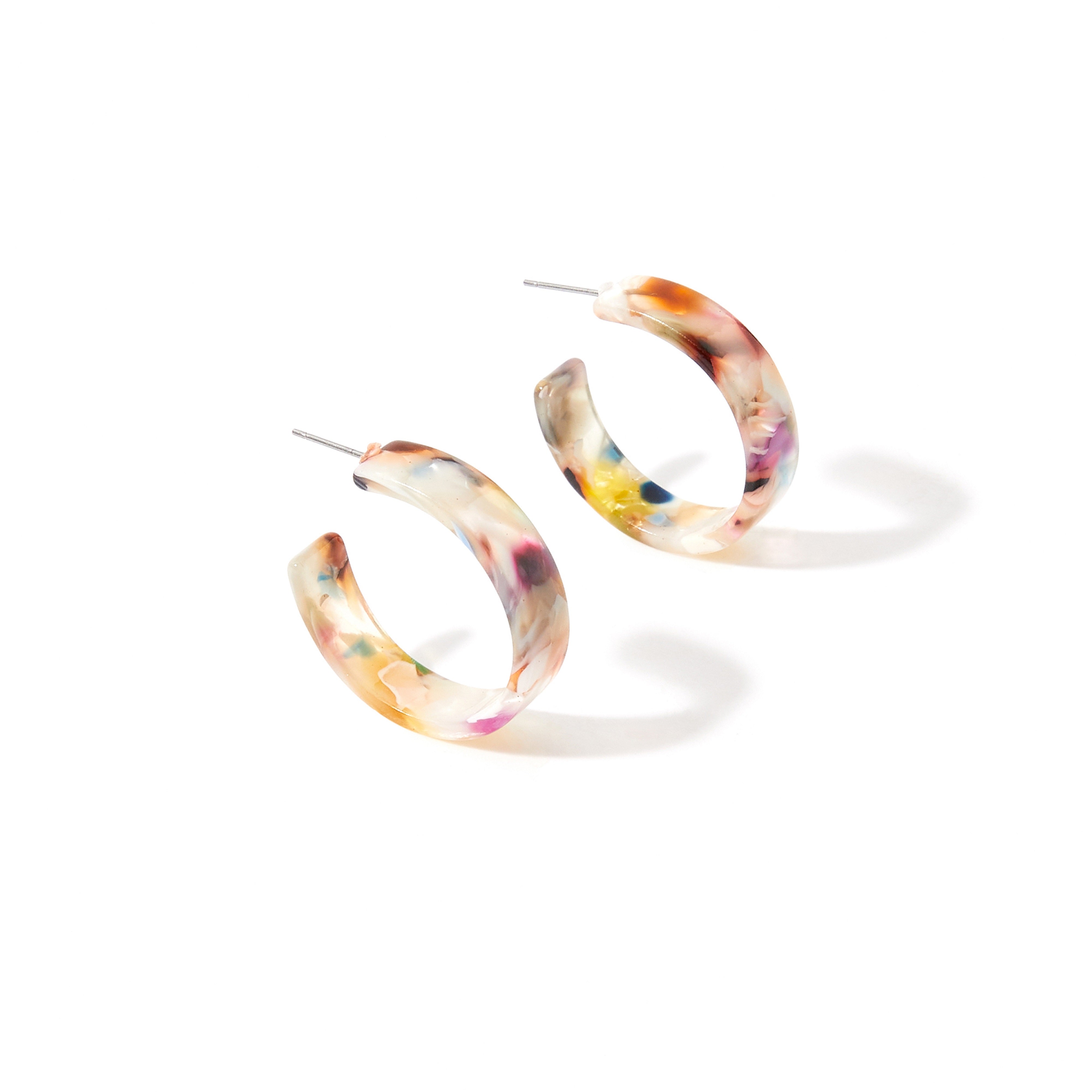 Accessorize London Women's Pink & Blue Harvest Tort And Pearlescent Hoop Earring