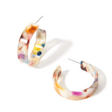 Accessorize London Women's Pink & Blue Harvest Tort And Pearlescent Hoop Earring
