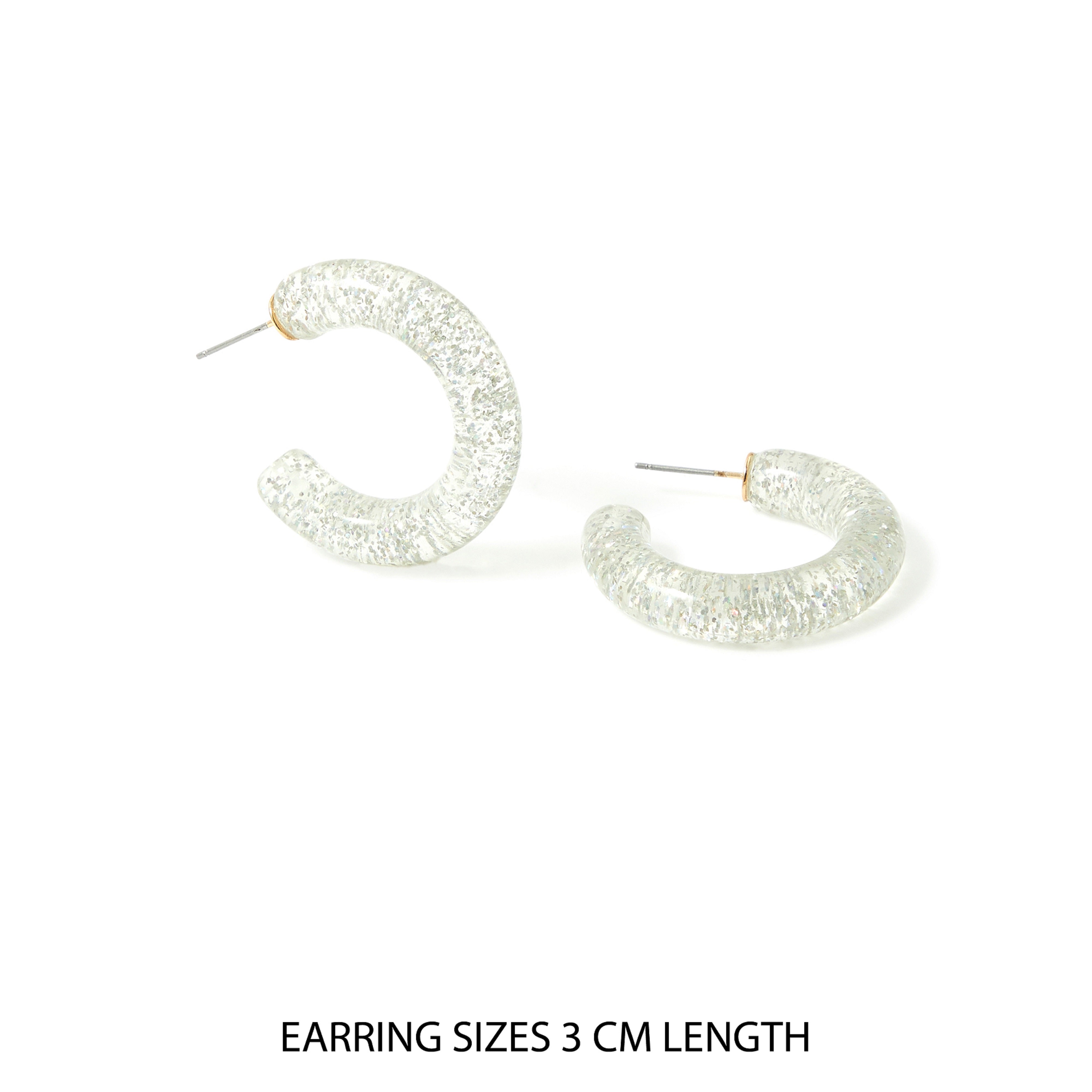 Accessorize London Women's Silver Pastel Pop Resin Glitter Hoop Earring