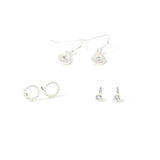 Accessorize London Women'S Silver Set Of 3 Crystal Shapes Short Drop Earring Pack