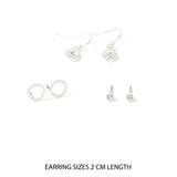 Accessorize London Women'S Silver Set Of 3 Crystal Shapes Short Drop Earring Pack