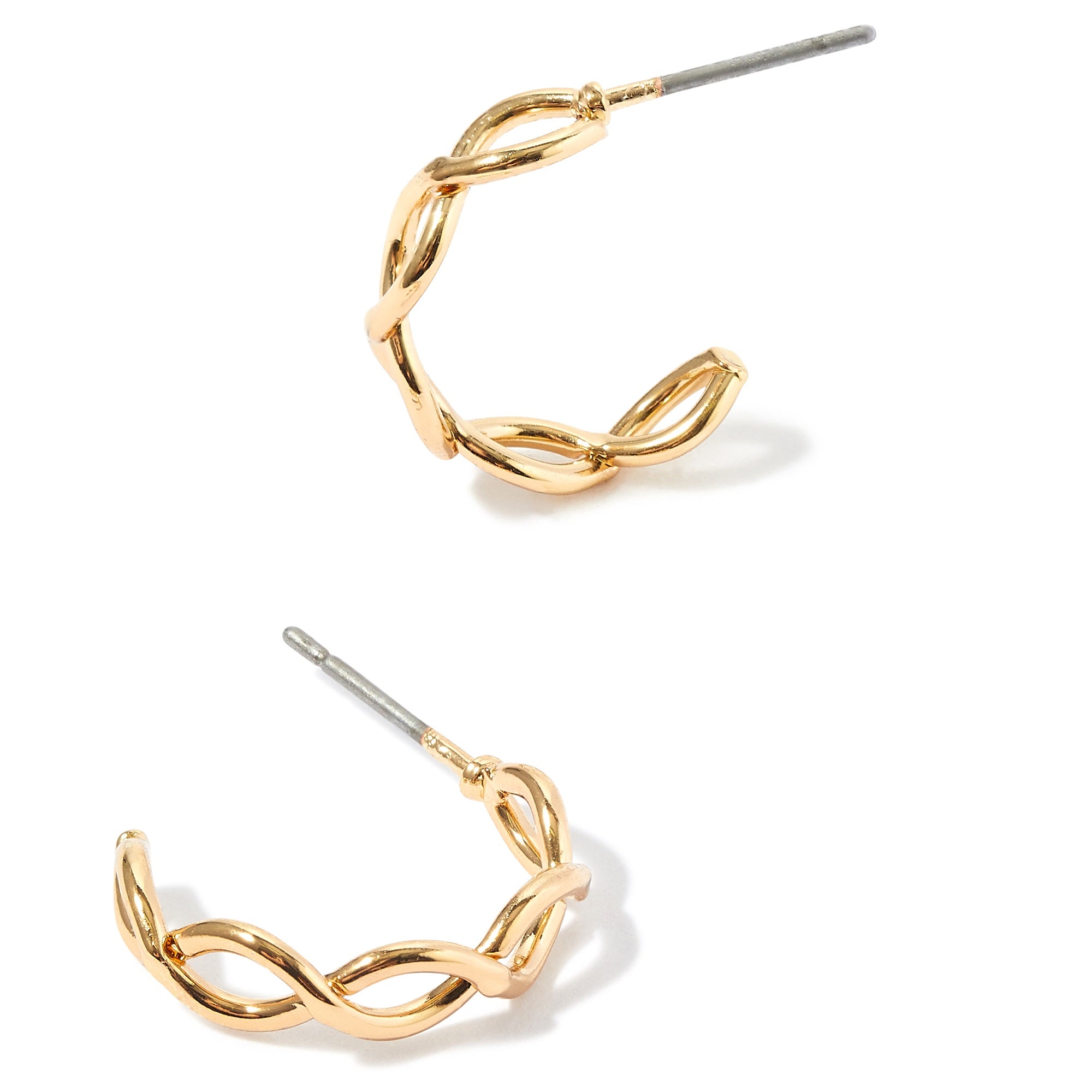 Accessorize London Women's Gold Crossover Hoop Earring