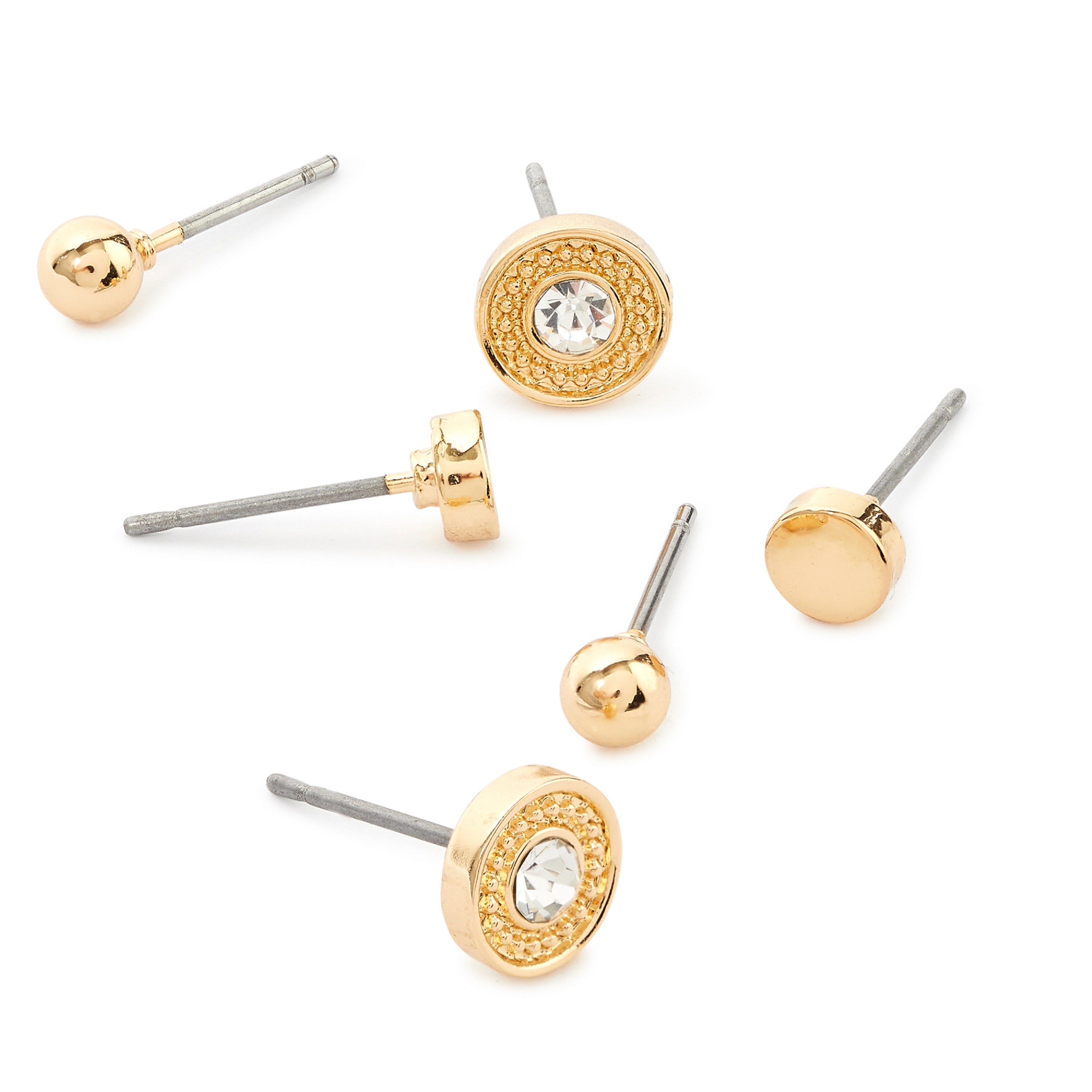 Accessorize London Women's Gold Set of 3 Circles Stud Earring Pack - Accessorize India