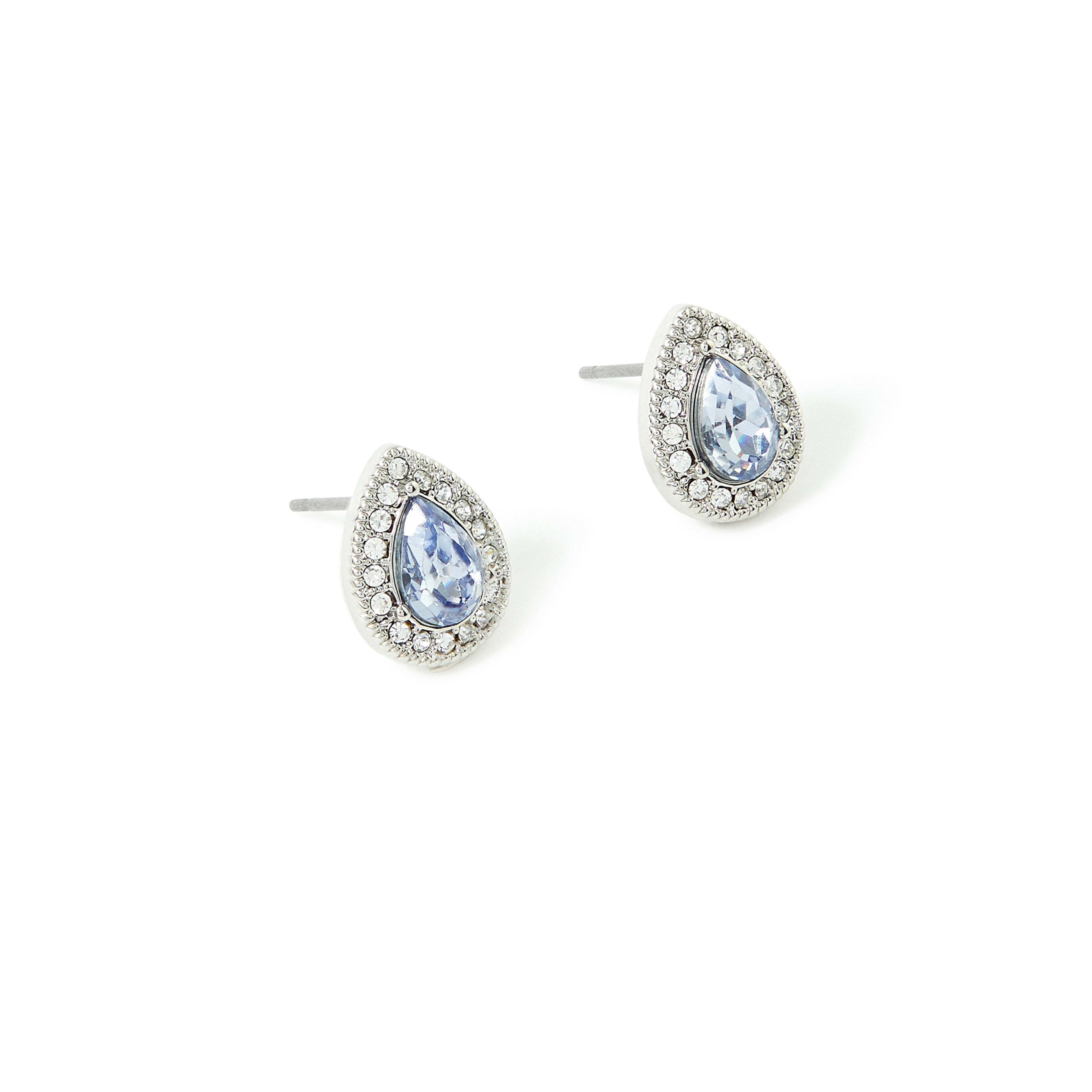 Accessorize London Women's Blue Pear Crystal Stud Earring - Accessorize India