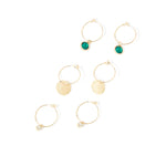Accessorize London Women's Gold Set of 3 Filigree & Stone Hoop Earring Pack