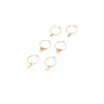 Accessorize London Women's Gold Set of 3 Turq & Pearl Hoop Earring Pack