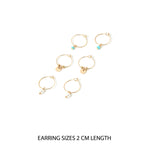 Accessorize London Women's Gold Set of 3 Turq & Pearl Hoop Earring Pack