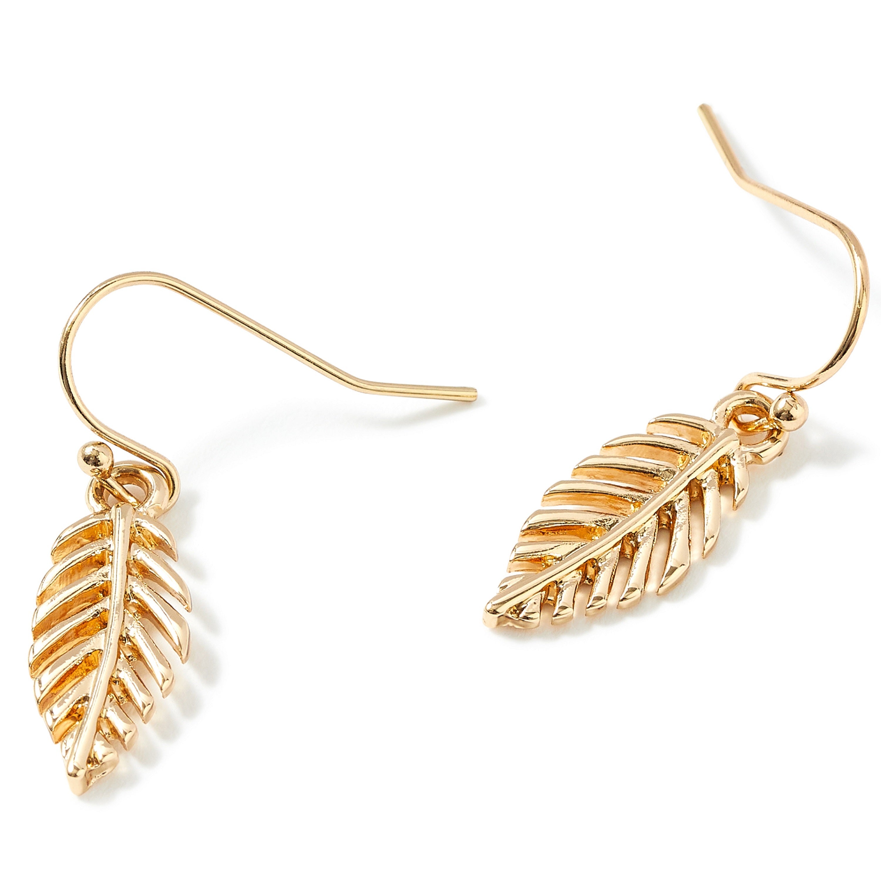 Accessorize London Women's Gold Leaf Short Drop Earring