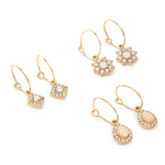 Accessorize London Women'S Pink Set Of 3 Flower Halo Hoop Earring Pack