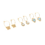 Accessorize London Women'S Blue Set Of 3 Butterfly Hoop Earring Pack