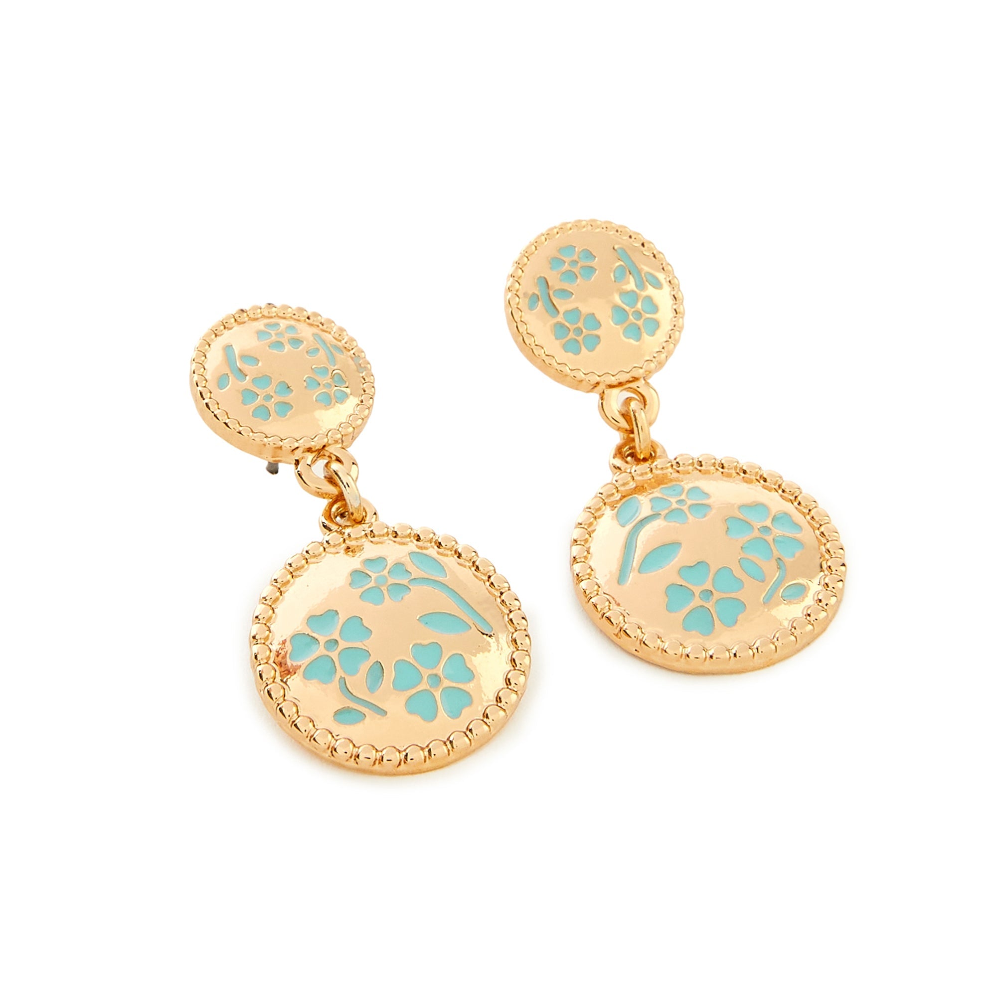 Accessorize London Women'S Gold Flower Imprint Short Drop Earring