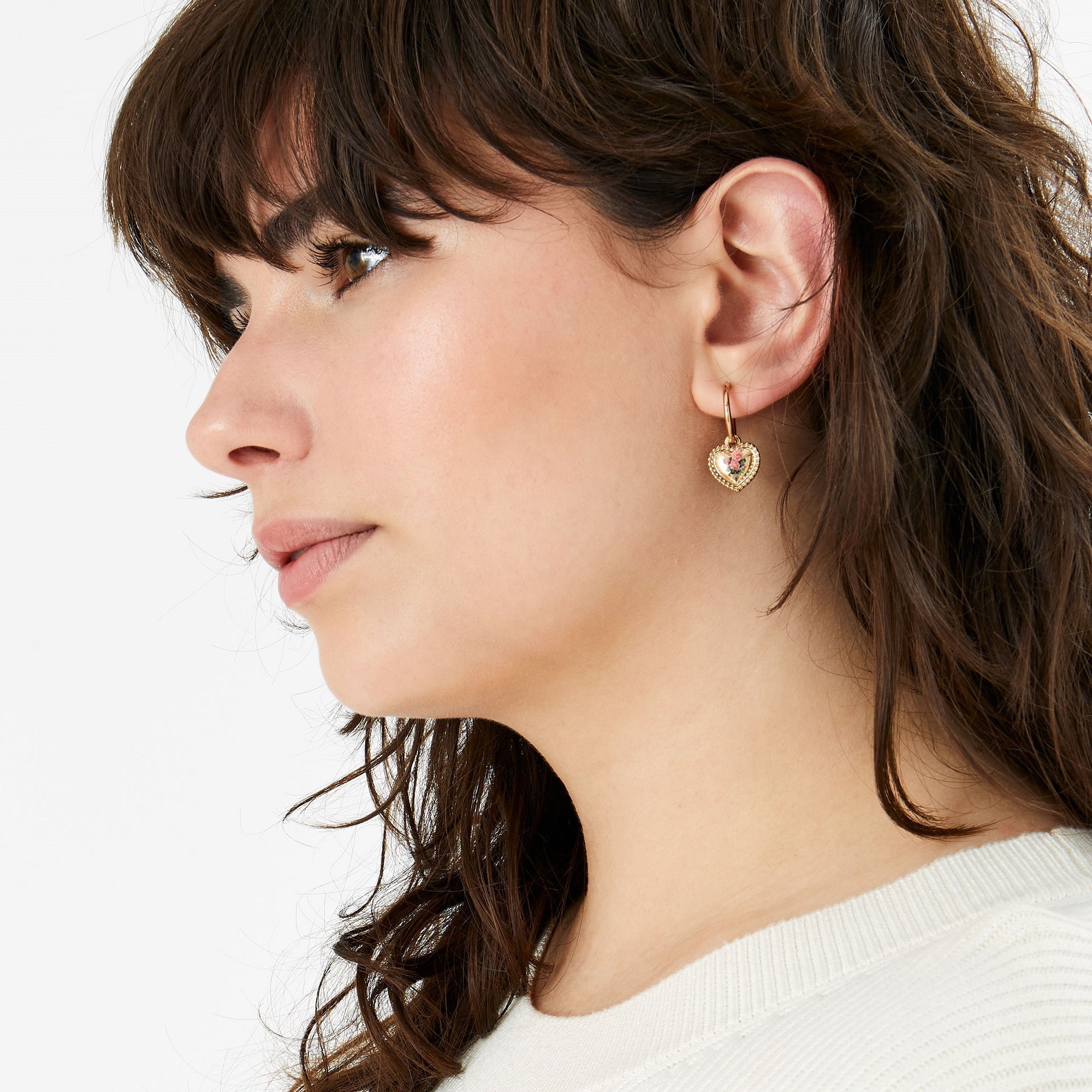 Buy Romantic Ramble Rose Print Heart Earring Accessorize India