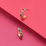 Accessorize London Women's Romantic Ramble Enamel Flower Hoop Earrings