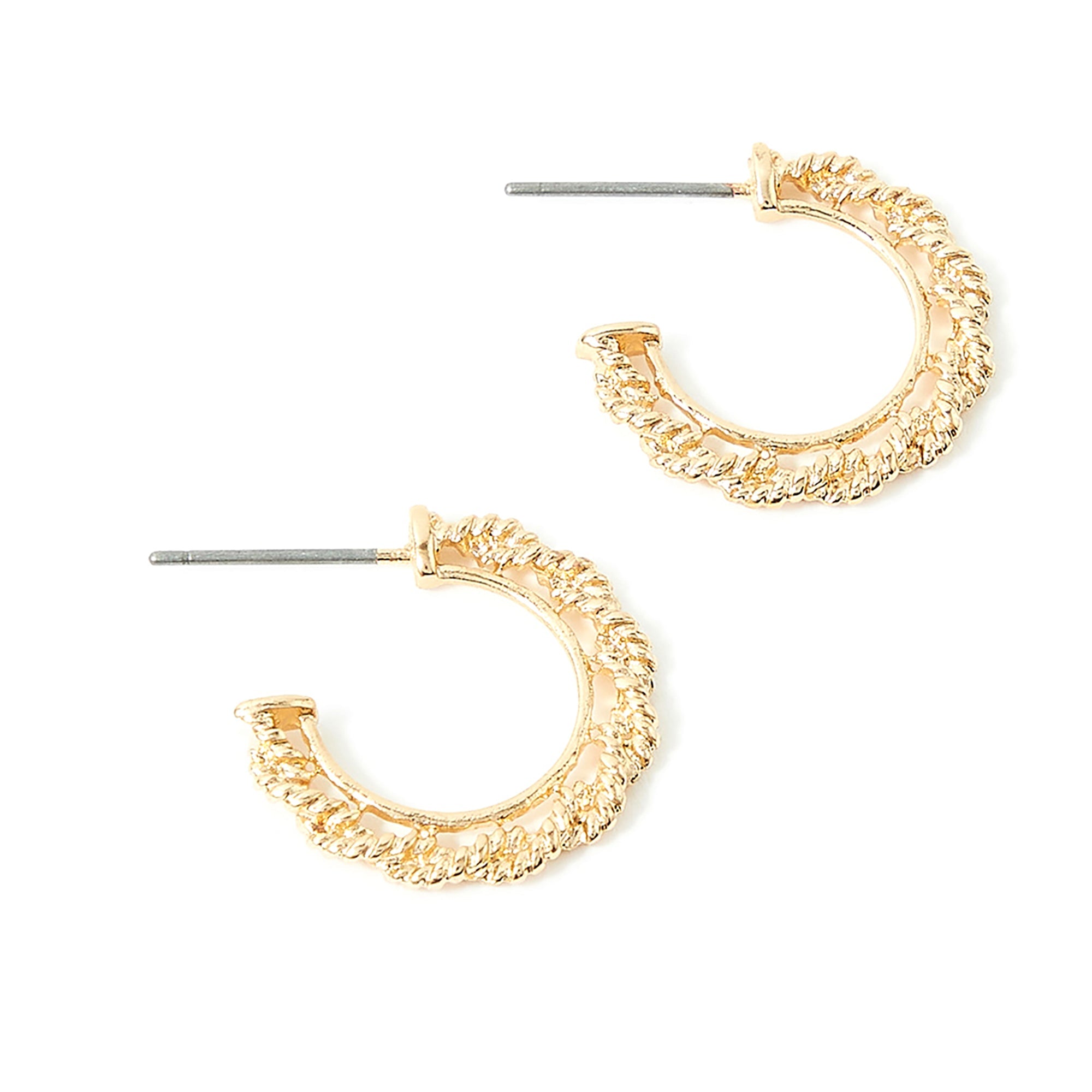 Accessorize London Women'S Gold Twisted Detail Hoop Earring