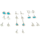 Accessorize London Women's Silver Super Classic Set of 10 Crystal Stud Hoop Earring