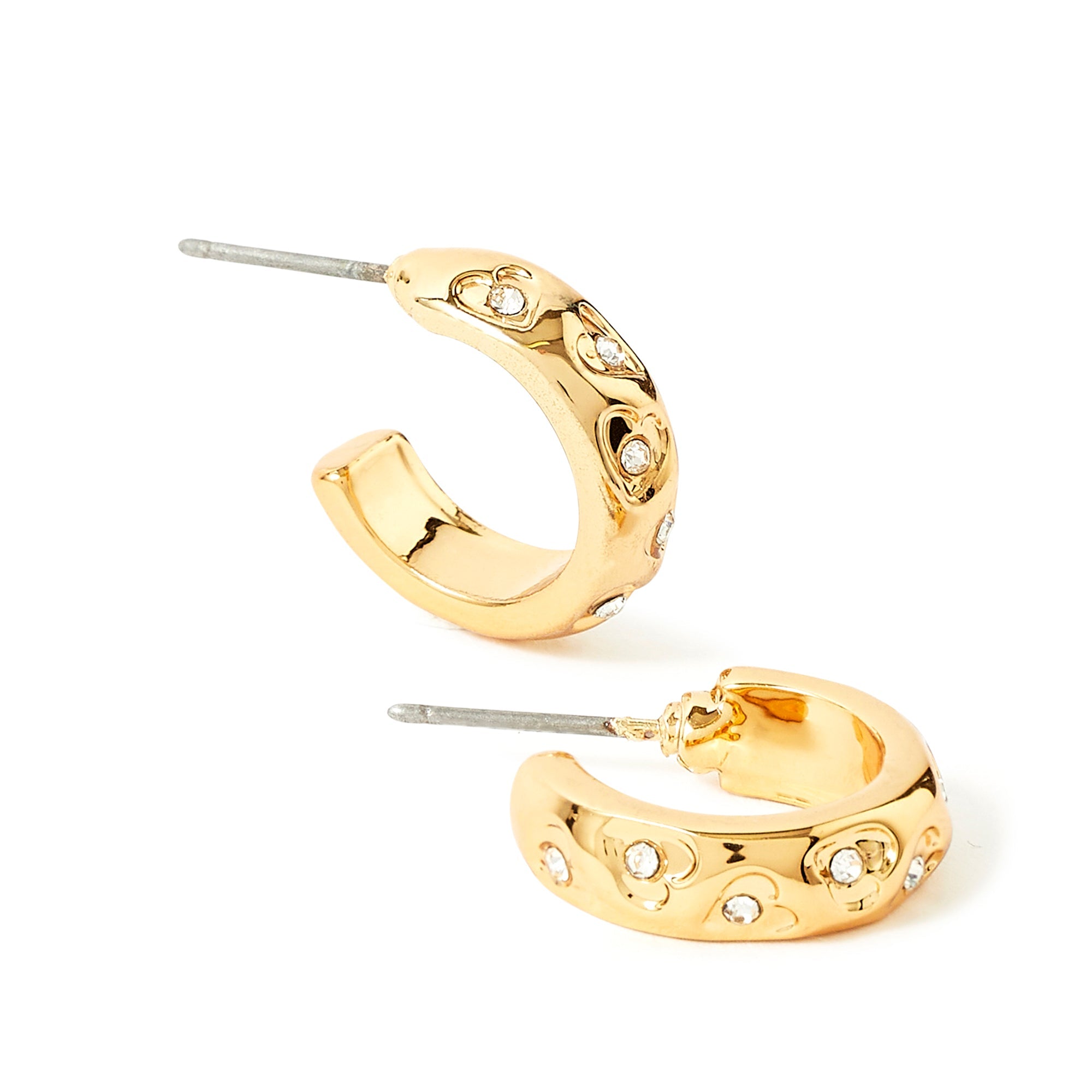 Accessorize London Women'S Gold Heart Print Hoop Earring