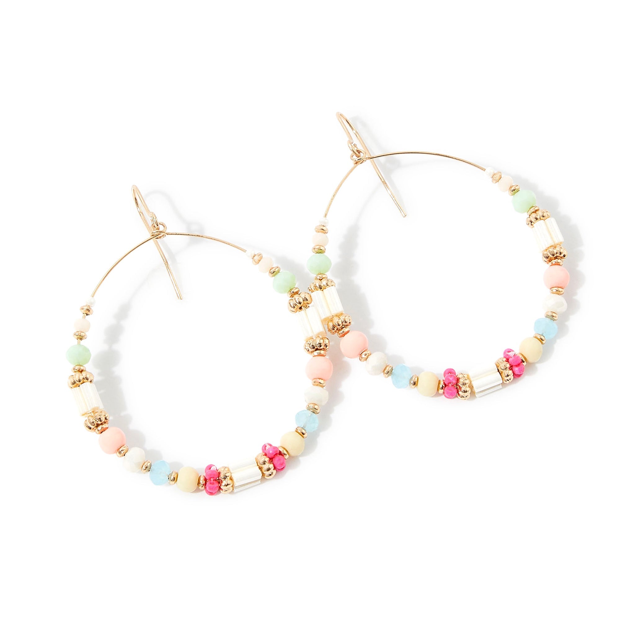 Accessorize London Women's Beaded Pearl Drop Hoop Earring