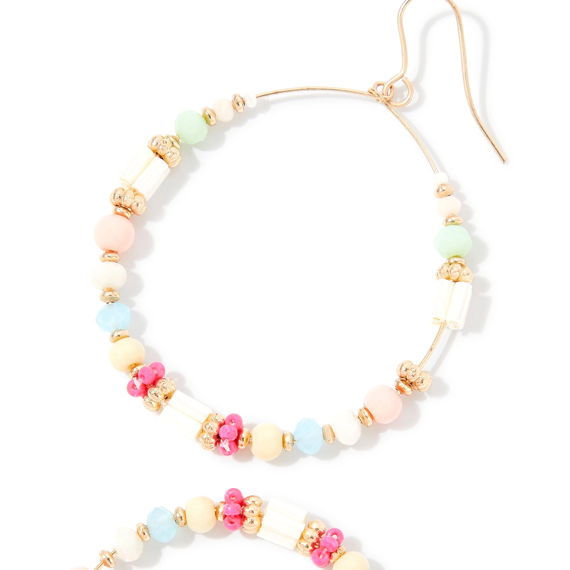 Accessorize London Women's Beaded Pearl Drop Hoop Earring