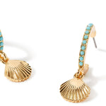 Accessorize London Women'S Bue Shell & Stone Inlay Hoop Earring