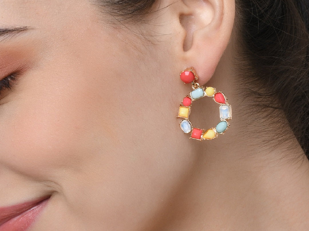 Accessorize London Women's pink Stones Short Drop Earring
