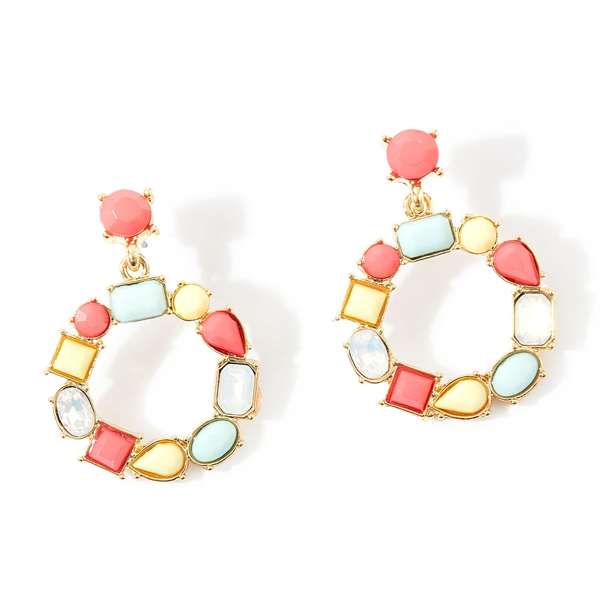 Accessorize London Women's pink Stones Short Drop Earring