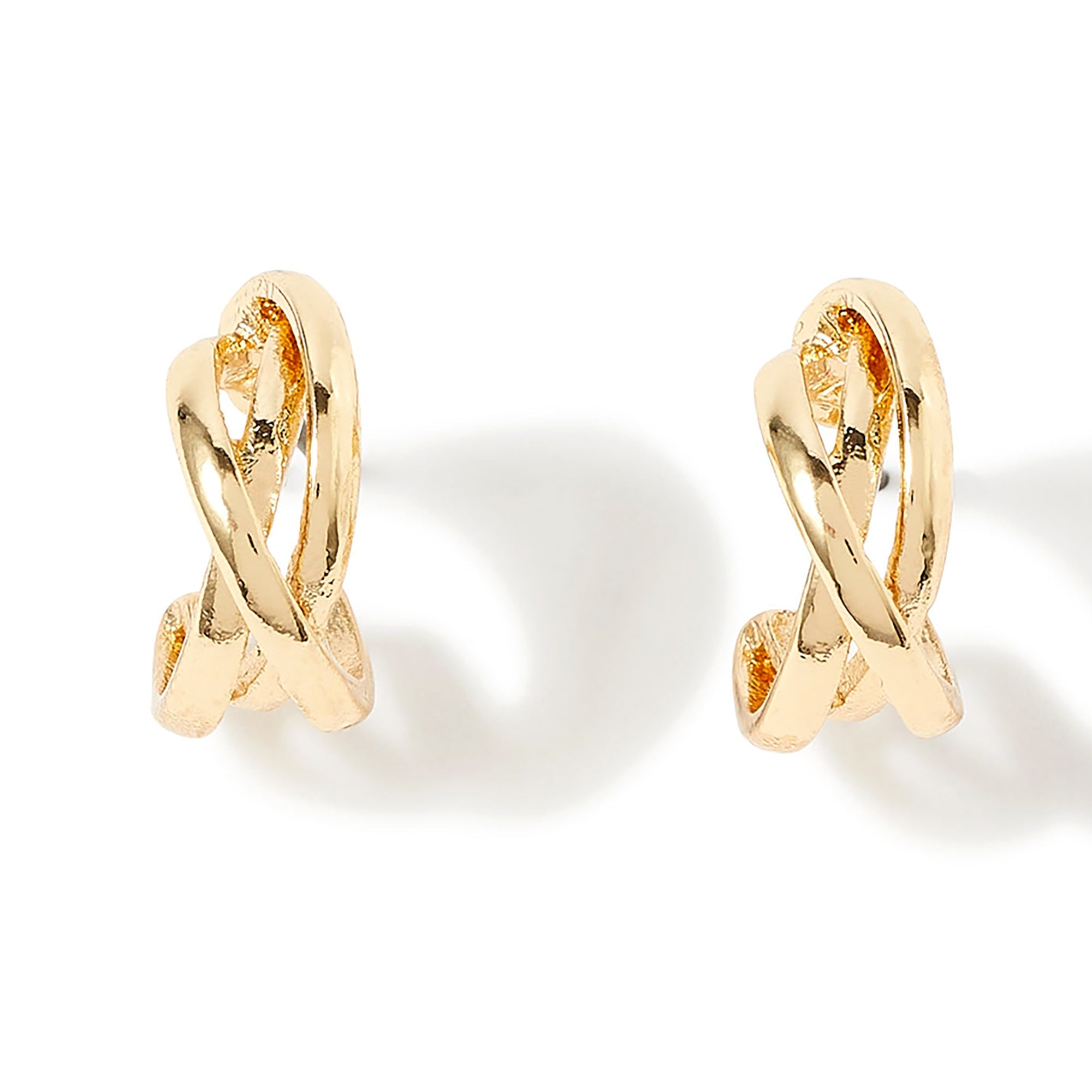 Accessorize London Women'S Gold Crossover Small Hoop Earring